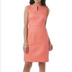 Covington Coral Sheath Dress With Lace Back Panel Spring Career Dress, Sleeveless, Spring Career Sheath Dress, Sleeveless Career Dress For Spring, Dress With Lace, Lace Back, Color Orange, Sheath Dress, Lace Dress, Sleeveless Dress