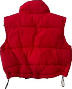 Trendy Red Vest For Fall, Red Sleeveless Vest Outerwear, Casual Red Vest With Pockets, Puffer Cropped Vest, Red Puffer, Cropped Vest, Bright Red, Puffer, Red