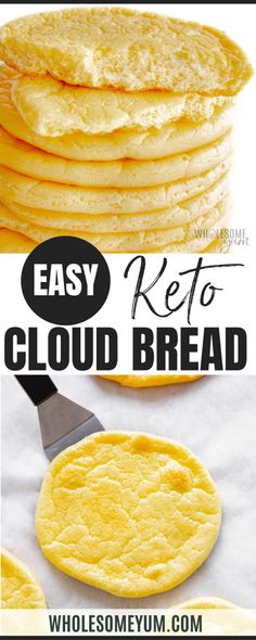 Cloud Bread Recipe Oopsie Bread Recipe, Keto Cloud Bread Recipe, Oopsie Bread, Keto Cloud Bread, Cloud Bread Recipe, Easy Keto Bread Recipe, Grain Free Bread, Lowest Carb Bread Recipe, Bread Alternatives