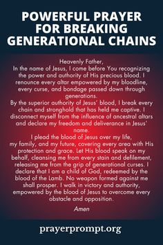 Prayer Scriptures Break Generational Curses Prayer, Prayers To Break Generational Curses, How To Break Generational Curses, Prayer To Remove Blockage, Prayer To Break Generational Curse, Breaking Generational Curses Quotes, Blood Of Jesus Prayer, Generational Curse Breaker, Prayer To Break Curses