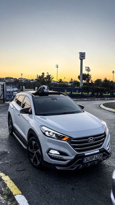 an suv is parked in the parking lot