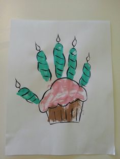 a drawing of a cupcake with candles on it