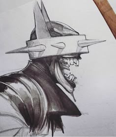 a drawing of a man wearing a helmet with his mouth open and teeth wide open