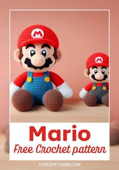 two crocheted mario and luigi amigurt dolls sitting next to each other