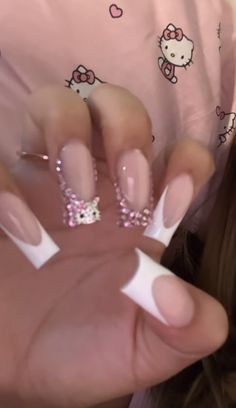 Y2k Baddie Nails, Nails Sparkly, Coquette Nails, Duck Nails, Baddie Nails, Y2k Nails, Really Cute Nails