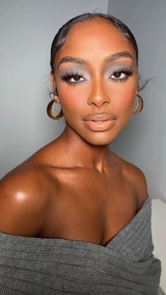 Eye Makeup On Brown Skin, Makeup On Brown Skin, Melanin Makeup, Grey Makeup, Brown Girls Makeup, Brown Skin Makeup