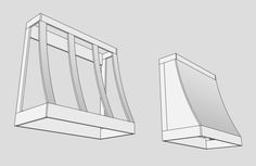 two different angles of the front and back side of a window, one with an opening