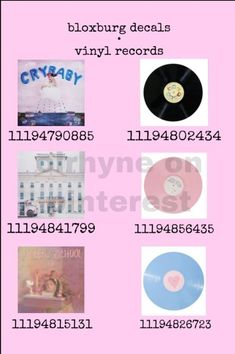 various records are shown on a pink background