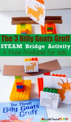 the three billy goats craft is made with legos and paper to help kids learn how to