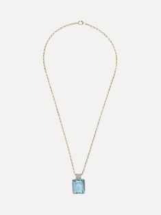 One of a Kind Aqua Pendant One of a Kind Aqua Pendant Irene Neuwirth Irene Neuwirth  Squash Blossom Vail Aqua Pendant, Gem Collection, Gold Link Chain, Aquamarine Pendant, Irene Neuwirth, Squash Blossom, Gold Link, Hook Clasp, 2 Carat