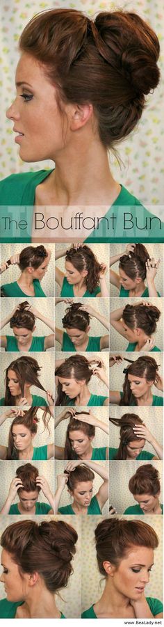 Super Easy Knotted Bun Updo and Simple Bun Hairstyle Tutorials Easy Updo Hairstyles Tutorials, Bouffant Bun, Sanggul Modern, Updo Hairstyles Tutorials, Easy Updo Hairstyles, Easy Bun Hairstyles, Fishtail Braid