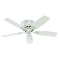 a white ceiling fan with four blades