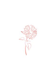 a red line drawing of a flower on a white background with the word love written below it