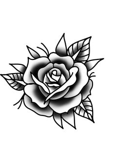 Tattoos Outline, White Rose Tattoo, Black And White Rose Tattoo, Rose Tattoo Stencil, Tato Tradisional, Basic Tattoos