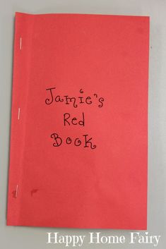 a red book with the words janie's red book written on it