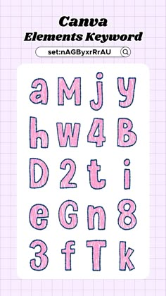 the letters and numbers are drawn in pink ink