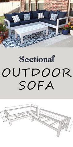 an outdoor sofa and table are shown with the text sectional out door sofa on it