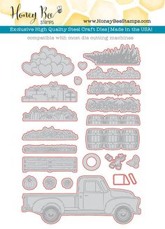 honey bee clear stamps truck and clouds