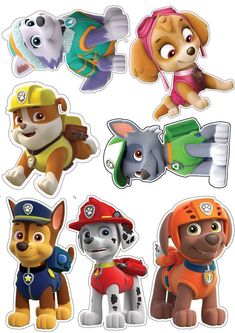 the paw patrol stickers are all different shapes and sizes, but one is for each character