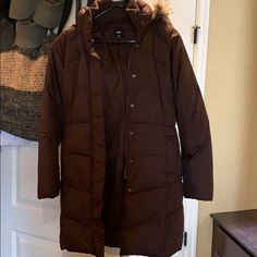 Bearkat Brown Long Puffer Coat From Gap. Never Worn. Very Warm But Not Too Bulky. Fur Trim On Hood Is Removable. Gap Brown Winter Outerwear, Brown Gap Winter Outerwear, Brown Gap Outerwear For Winter, Casual Brown Outerwear By Gap, Fitted Gap Outerwear For Winter, Fitted Long Sleeve Outerwear From Gap, Fitted Long Sleeve Gap Outerwear, Brown Parka, Long Puffer Coat