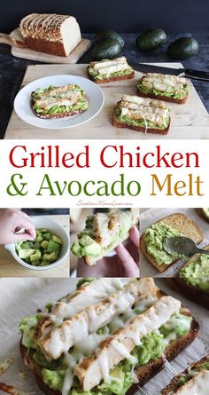 grilled chicken and avocado melt on bread