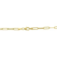 This 18-inch polished paperclip chain necklace features the most iconic link shape. Stylistic in 14K yellow gold, the 3.15-millimeter links lay just right for noticeable noteworthy fashion. Our collection of classic chains lets you mix and match luxe designs for dynamic styles. | Paperclip Chain Necklace | 14K Yellow Gold, | Size 18" | Helzberg Diamonds Yellow Gold Paperclip Link Bracelet, Formal Yellow Gold Paperclip Bracelet With Figaro Chain, Yellow Gold Paperclip Bracelet With Figaro Chain, Paperclip Chain Necklace, Helzberg Diamonds, Yellow Gold Chain, Paper Clip, The 3, Gold Chains