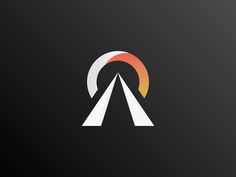 the road logo is designed to look like it has an orange, yellow and white stripe