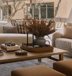 a living room filled with furniture and a coffee table