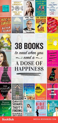 the book cover for 38 books to read when you're a dose of happiness