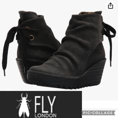 Fly London Women's Yama Ankle Boot Size 41 ( 10) Sole Material Rubber Shaft Height 5.5 Inches Country Of Origin Portugal About This Item Round-Toe Ankle Boot Featuring Wedge Heel And Decorative Lacing At Counter Description Product Description Comfort Ankle Boot With Back Lace Tie From The Manufacturer Fly Shoes Are The Footwear Of Universal Youth Fashion Culture. Designed To Meet The Needs For Footwear With Fashion, Comfort And Style, Fly Styling Takes Its Influences From Youth Culture And A Fu Fly London Boots, Fly Shoes, Fly London Shoes, Lace Tie, Fashion Unique, Fashion Culture, Fly London, Youth Culture, Ladies Of London