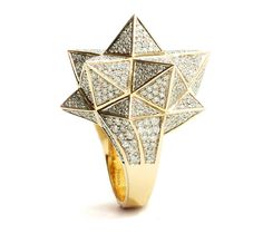 Tetra Full Pave Diamond gold Ring Luxury Diamond-shaped Rings, Star Tetrahedron, Diamond Gold Ring, Jewelry Design Drawing, Higher Learning, Diamond Gold, Small Jewelry, Gold Diamond Rings, Elegant Jewelry