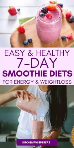 Best 7 Day Smoothie Diet Plans For Weight Loss Healthiest Smoothie Recipes, Energy Smoothie Recipes, Diet Smoothies, Healthy Diet Smoothies, Smoothies Vegan, Detox Smoothies, Belly Detox, Flat Belly Detox, Best Smoothie