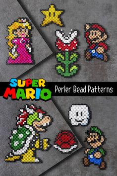 the super mario bead patterns are on display