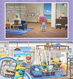 an image of the inside of a house with furniture and decor in it, as well as cartoon characters