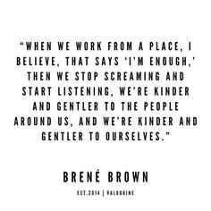 a quote from brene brown about being in the middle of an image with black and white lettering