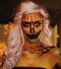 Cute Pumpkin Faces, Scary Pumpkin Faces, Classic Halloween Costumes, Pumpkin Queen, Face Paint Makeup, Amazing Halloween Makeup, Halloween Makeup Inspiration