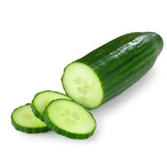 cucumber sliced in half on white background