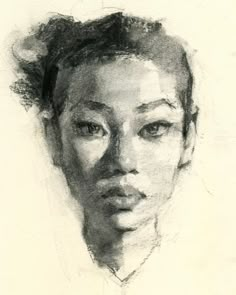 a pencil drawing of a woman's face