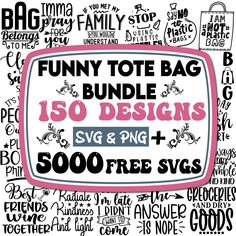 a tv with the words funny tote bag bundle on it