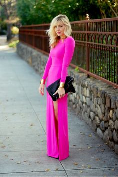 Topshop néon pink dress #fashion #look #outfit #mode #fluo #style Neon Pink Dresses, Pink Maxi, Wedding Guest Outfit Summer, Pink Maxi Dress, Maxi Skirts, 가을 패션, Guest Outfit, Mode Inspiration, Mode Style