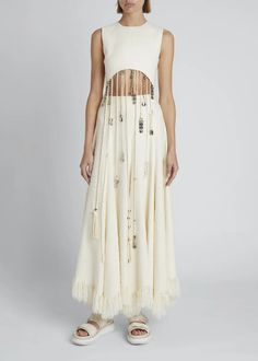 B71QS Chloe Fringe-Hem Silk Maxi Skirt Chloe Clothing, Anarkali Dress Pattern, Silk Maxi Skirt, Macrame Dress, Simple Pakistani Dresses, Designer Dresses Casual, Silk Maxi, Fashionista Clothes, Stylish Dress Book