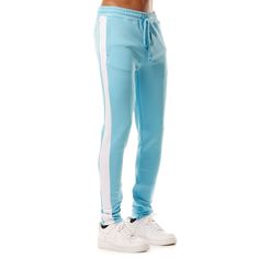 Track Pants - Light Blue Blue Track Pants, Gym Joggers, Slim Fit Pants, Slim Legs, Workout Pants, Custom Fit, Extra Long, Track Pants, Ankle Length