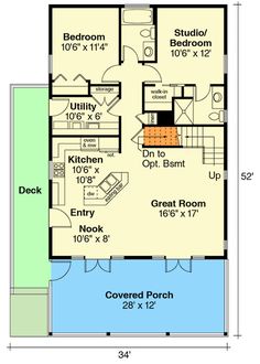 the floor plan for a small house with two bedroom and an attached bathroom, along with a