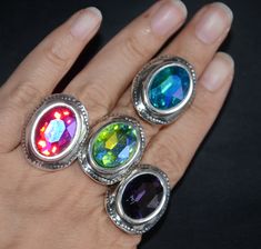 Silvering ring, adjustable colourful crystal oval ring, adjustable size and very good quality . Weight:less than 50g Size:  adjustable  around US6-US9 Package: Simple Adjustable Oval Rings For Parties, Purple Ring, Ring Purple, Green Ring, Purple Rings, Green Rings, Blue Ring, Oval Ring, Oval Rings