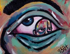 an abstract painting of a woman's eye with the word hope written on it