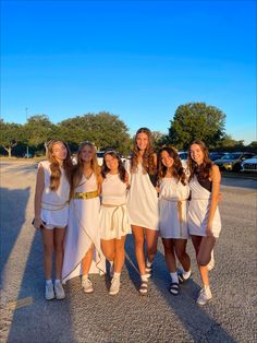 Fantasy Themed Party Costume, Greek Goddess Group Costume, Greek Costume Ideas, Greek Dress Up Costumes, Greek Night Outfit, Greek Gods Group Costume, Greek Night Theme Football, Toga Day Spirit Week