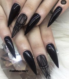 Black Gothic Nails Short, Goth Witch Nails, Basic Goth Nails, Goth Stilleto Nail, Elegant Goth Nails, Square Goth Nails, Goth Nails Stiletto, Gothic Wedding Nails, Gothic Nails Designs