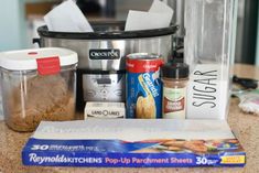 the ingredients to make an easy crock pot recipe