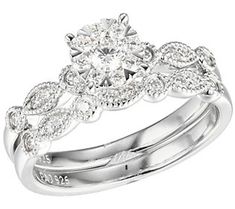 a white gold engagement ring set with diamonds