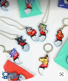 several key chains with cartoon characters on them